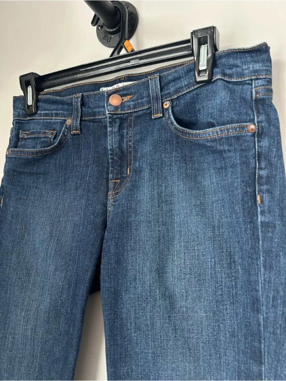 J Brand Dark Blue Cropped Denim Bermuda Shorts